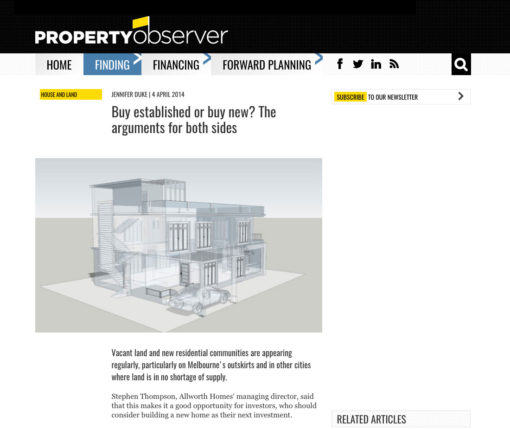 Allworth Homes in Property Observer